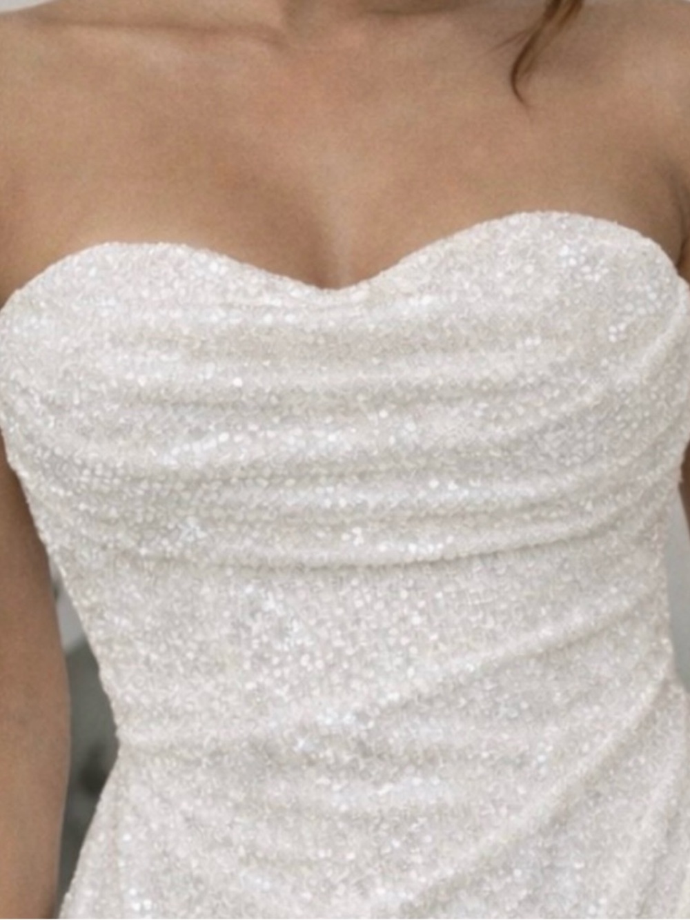 Strapless Sequin Bodycon Dress in Ivory - Picture 5 of 7